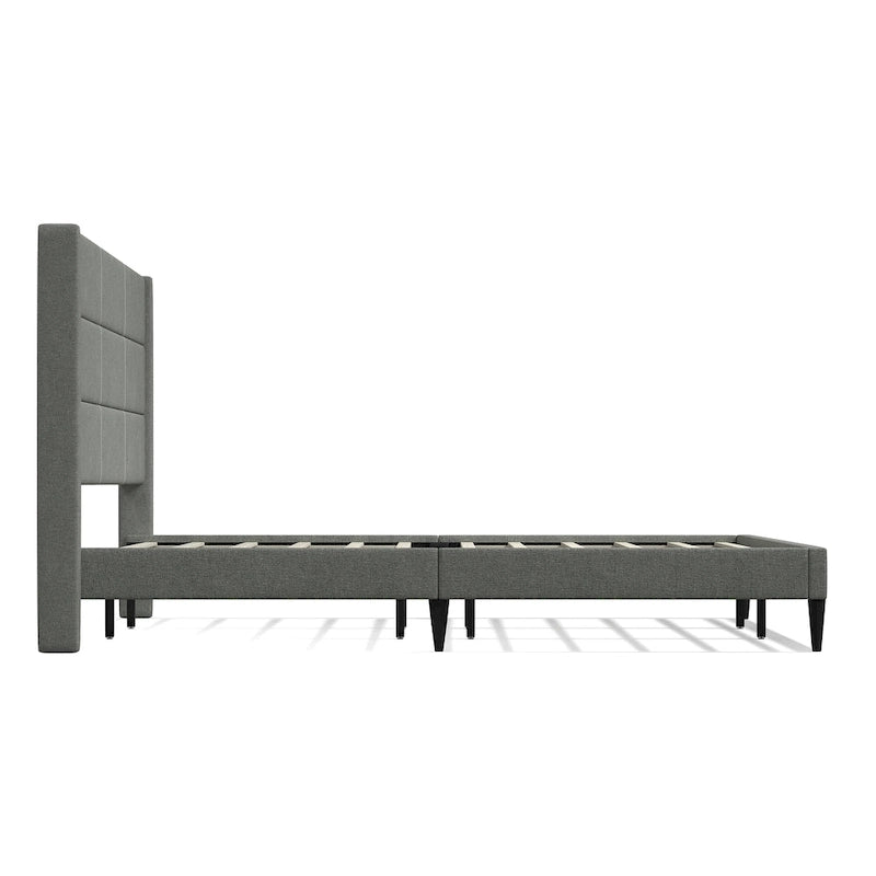 Upholstered Platform Bed with Wingback Headboard