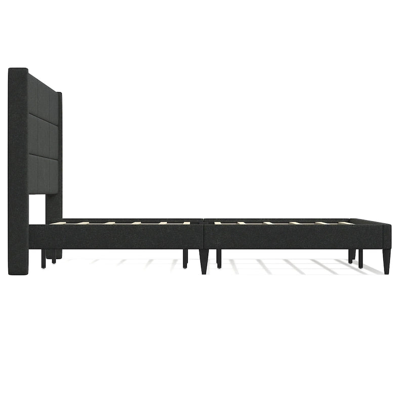 Upholstered Platform Bed with Wingback Headboard