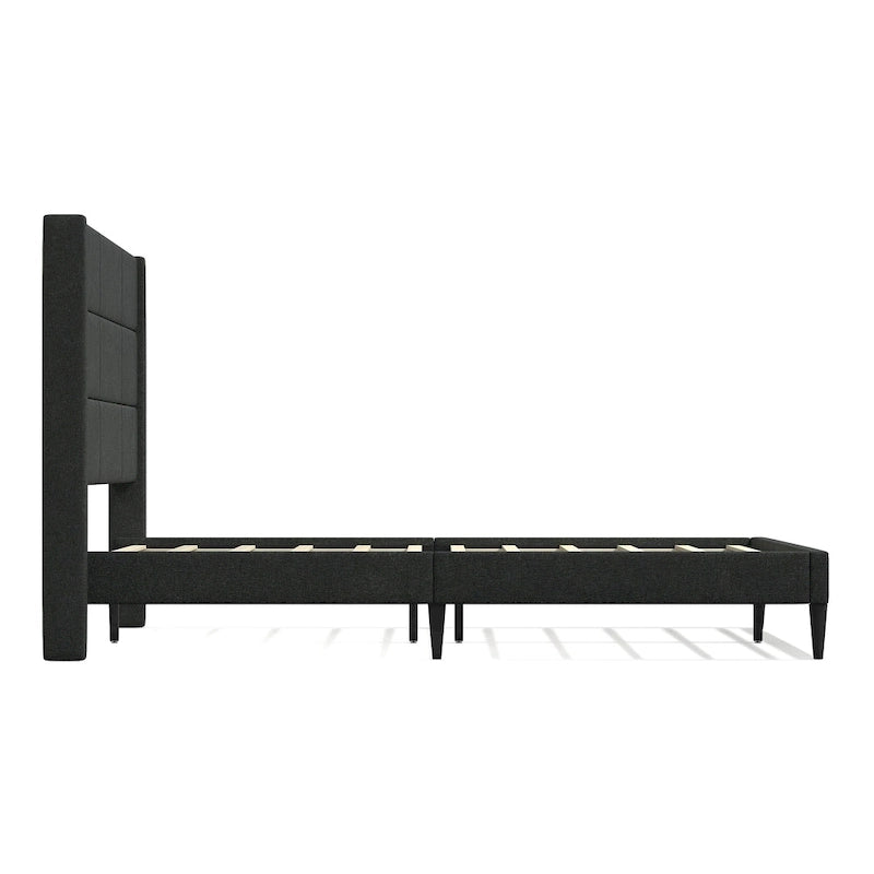Upholstered Platform Bed with Wingback Headboard