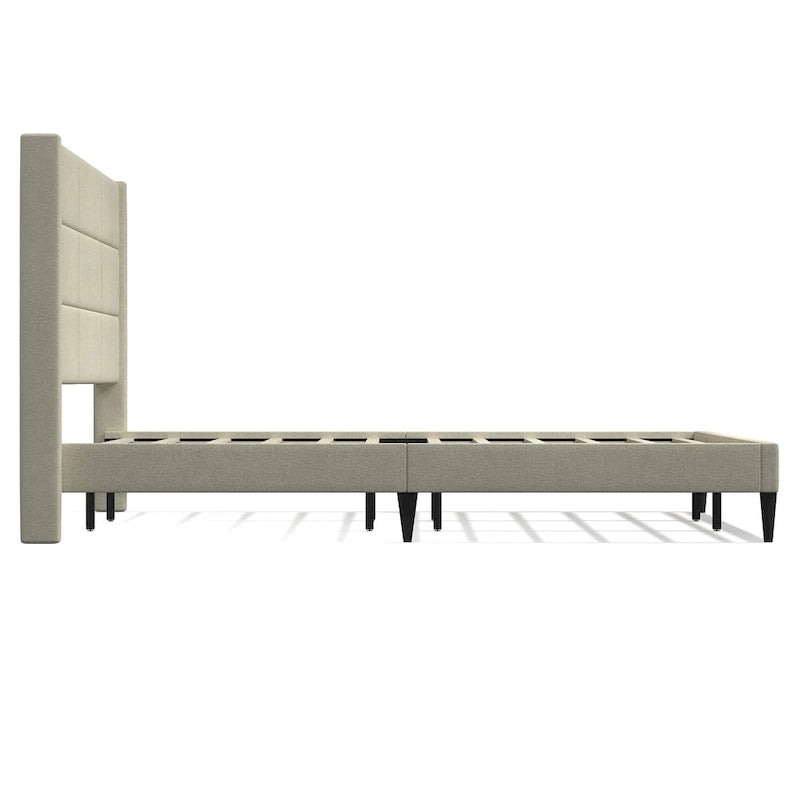 Upholstered Platform Bed with Wingback Headboard