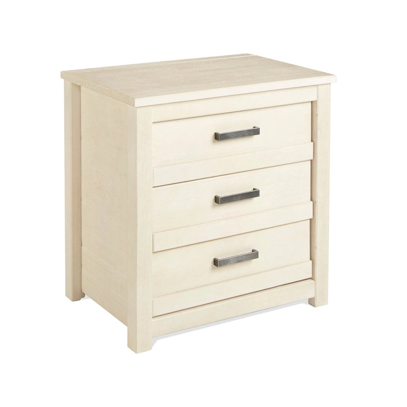 Rustic Pine 3-Drawer Nightstand with Antique Grey Finish