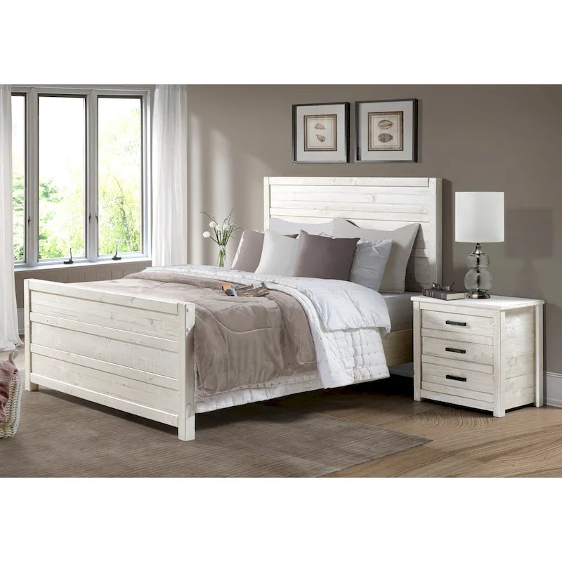 Rustic Pine 3-Drawer Nightstand with Antique Grey Finish