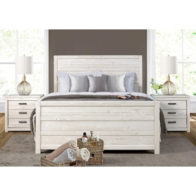 Rustic Pine 3-Drawer Nightstand with Antique Grey Finish