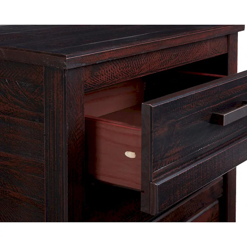 Rustic Pine 3-Drawer Nightstand with Antique Grey Finish