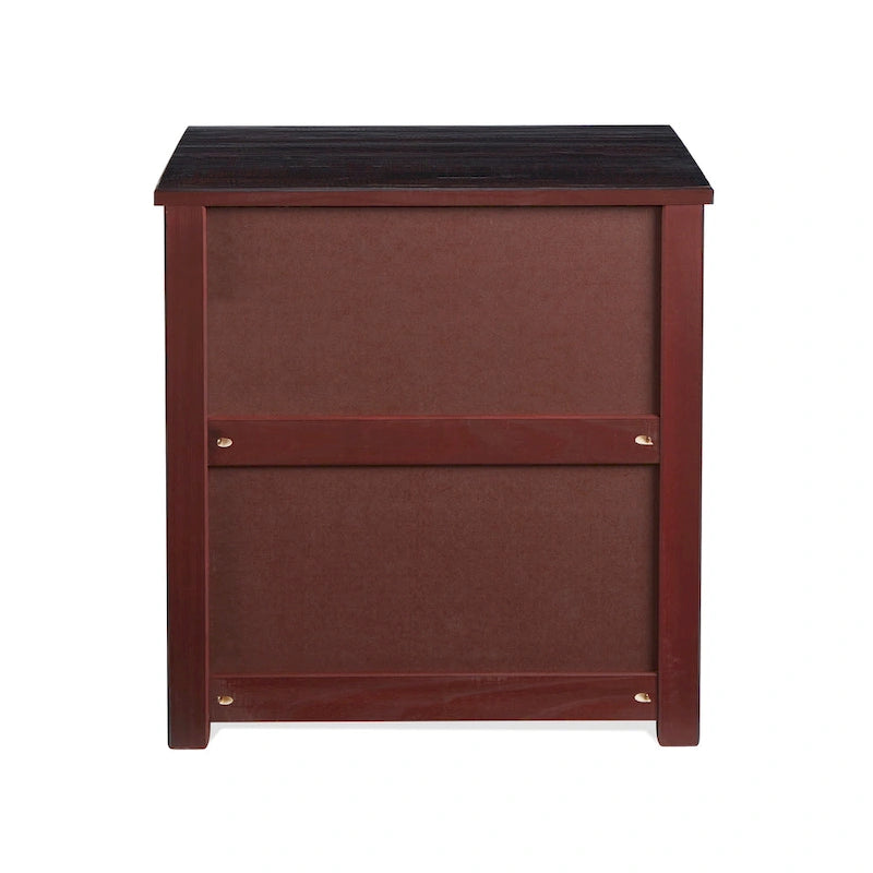 Rustic Pine 3-Drawer Nightstand with Antique Grey Finish