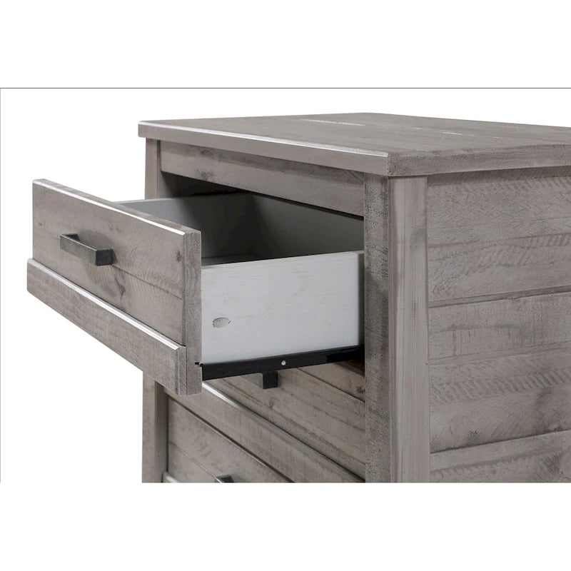 Rustic Pine 3-Drawer Nightstand with Antique Grey Finish
