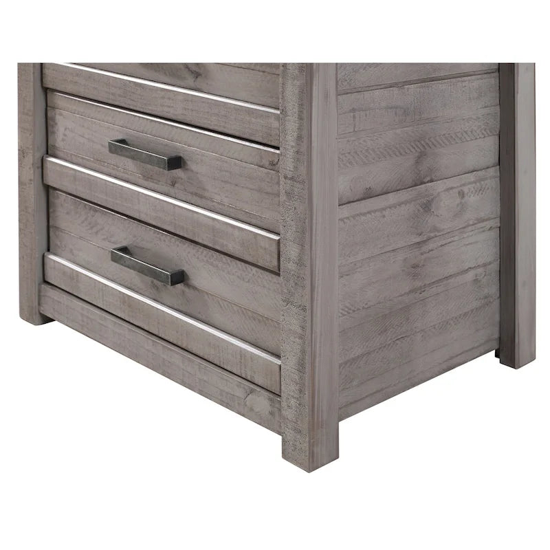 Rustic Pine 3-Drawer Nightstand with Antique Grey Finish