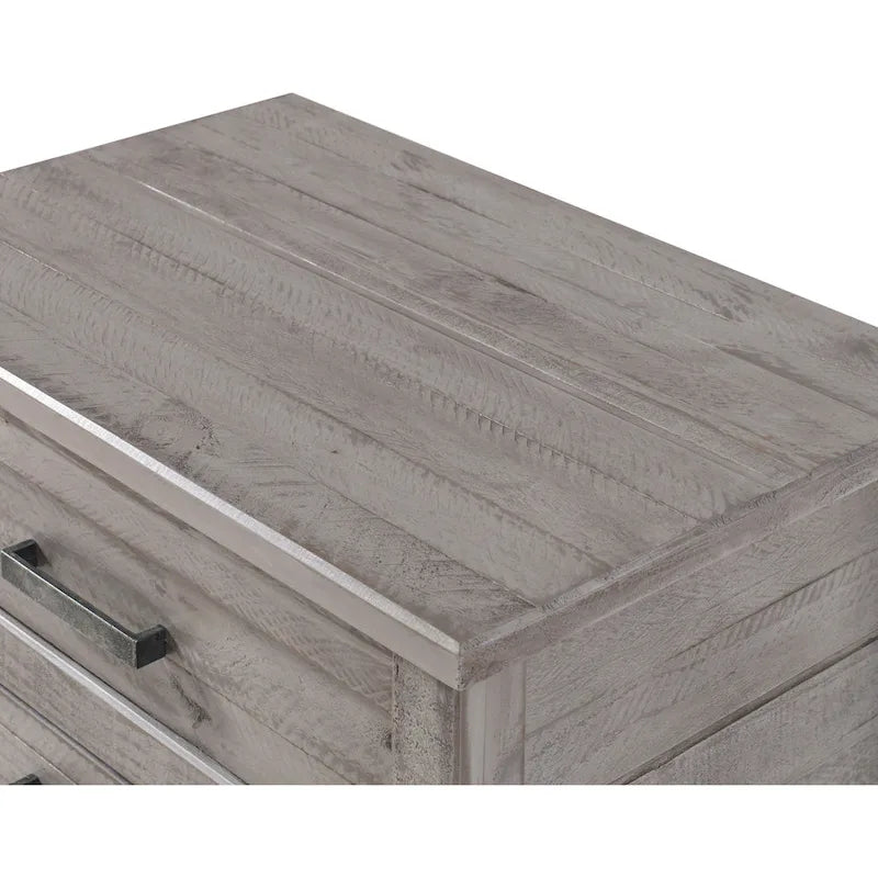 Rustic Pine 3-Drawer Nightstand with Antique Grey Finish