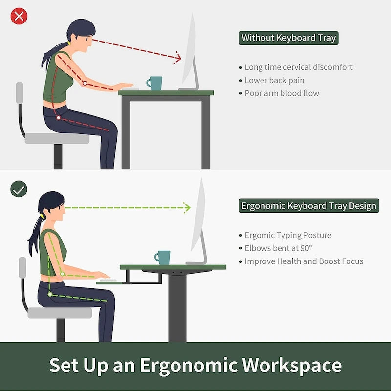 Electric Height-Adjustable Standing Desk with Keyboard Tray