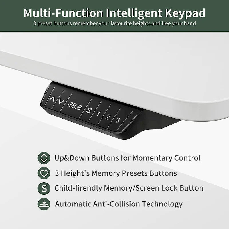 Electric Height-Adjustable Standing Desk with Keyboard Tray