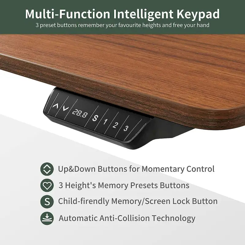 Electric Height-Adjustable Standing Desk with Keyboard Tray