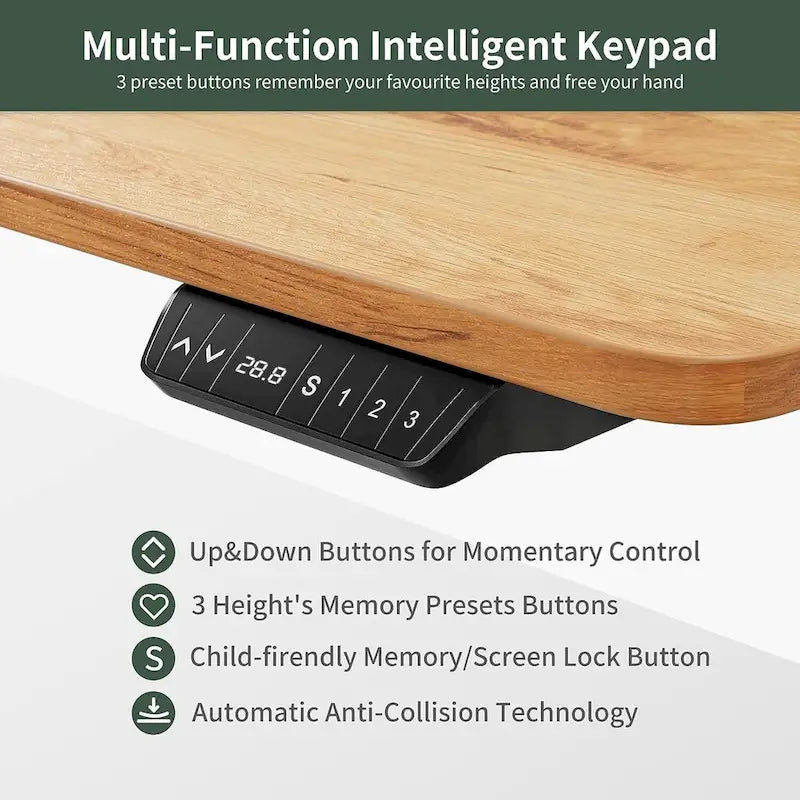 Electric Height-Adjustable Standing Desk with Keyboard Tray