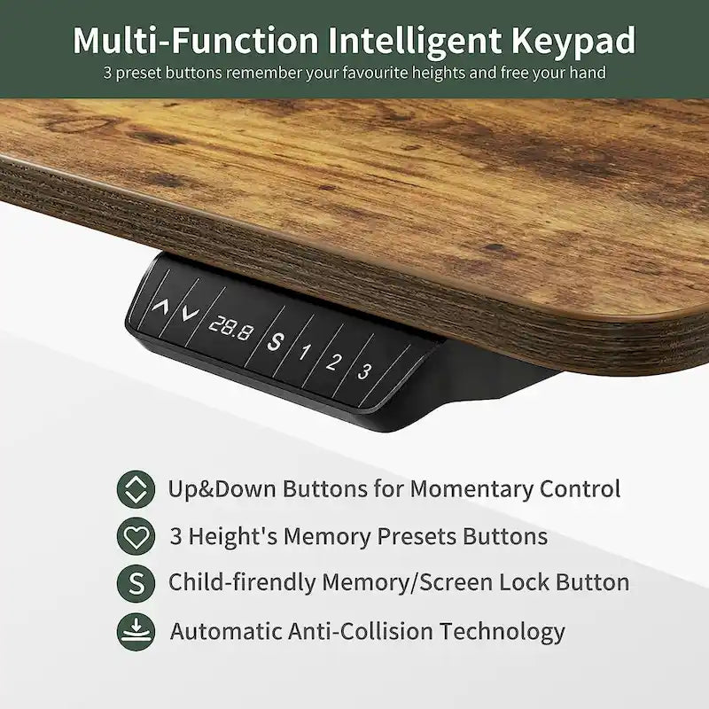 Electric Height-Adjustable Standing Desk with Keyboard Tray