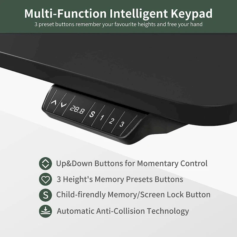 Electric Height-Adjustable Standing Desk with Keyboard Tray