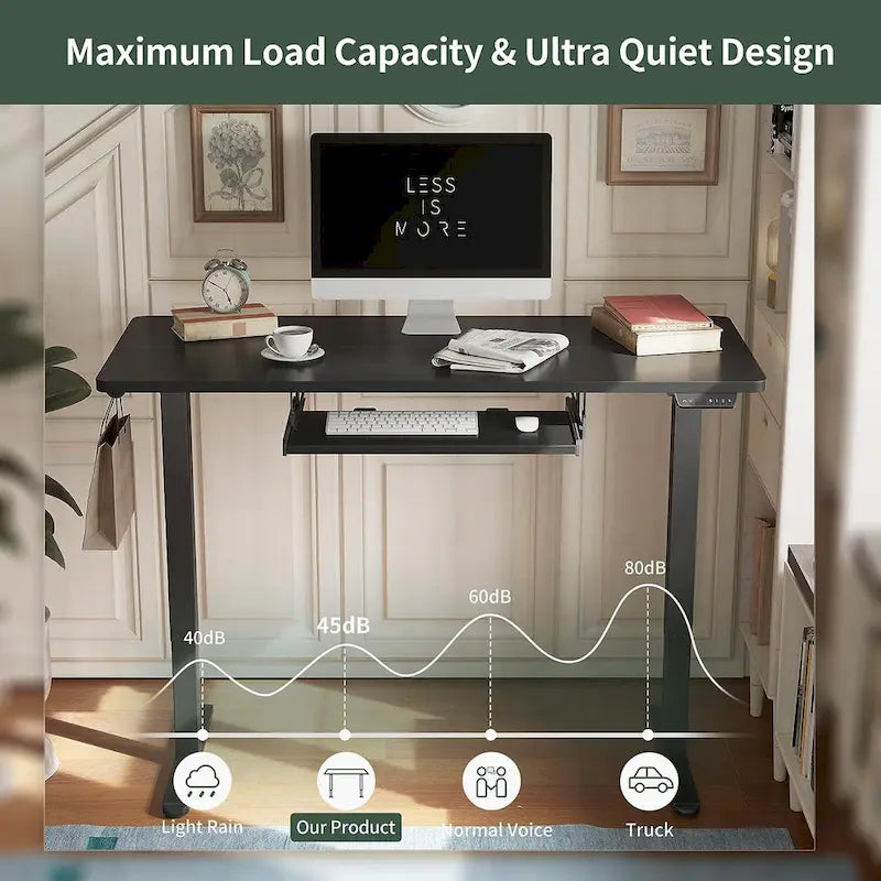 Electric Height-Adjustable Standing Desk with Keyboard Tray