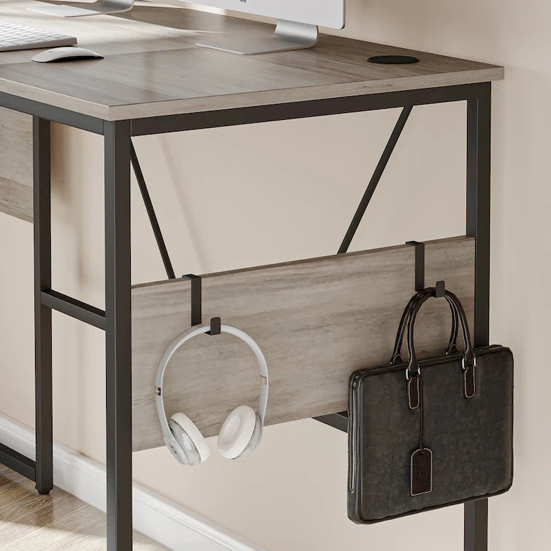 60" L-Shaped Desk with Storage Cabinet and Office Computer Desk