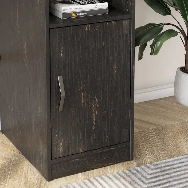 60" L-Shaped Desk with Storage Cabinet and Office Computer Desk