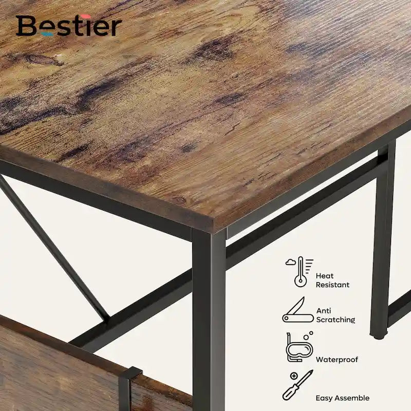 60" L-Shaped Desk with Storage Cabinet and Office Computer Desk
