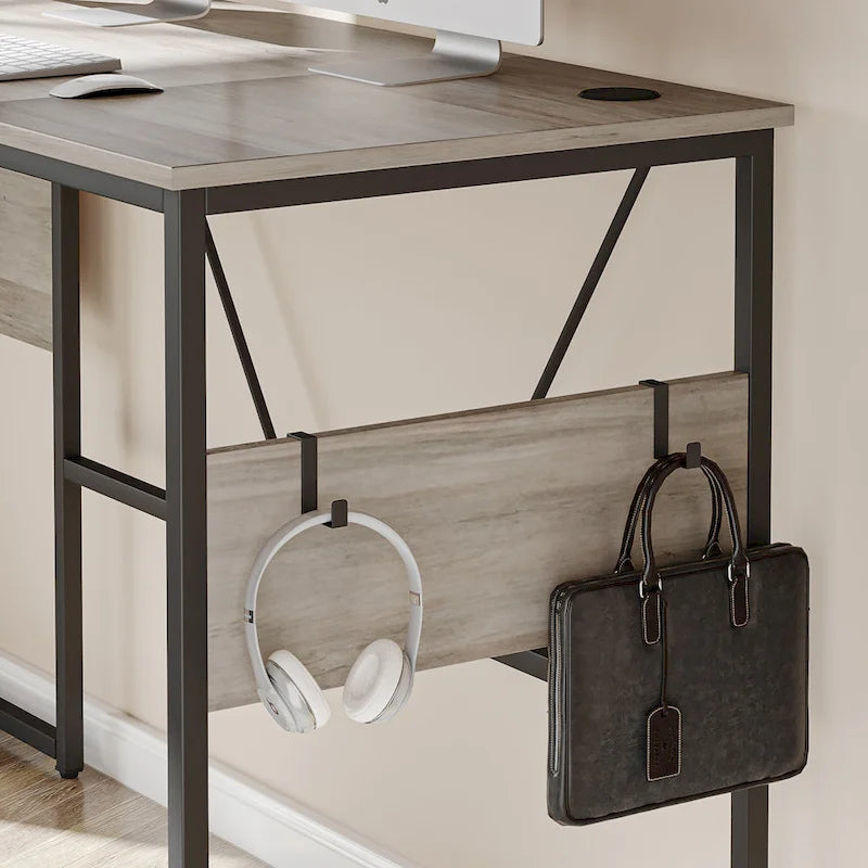 60" L-Shaped Desk with Storage Cabinet and Office Computer Desk