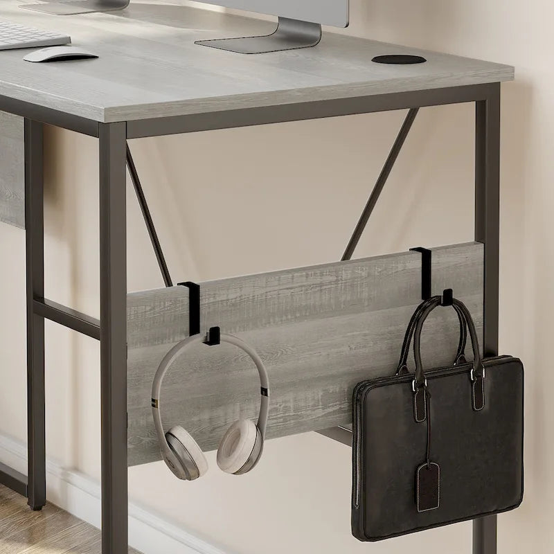 60" L-Shaped Desk with Storage Cabinet and Office Computer Desk
