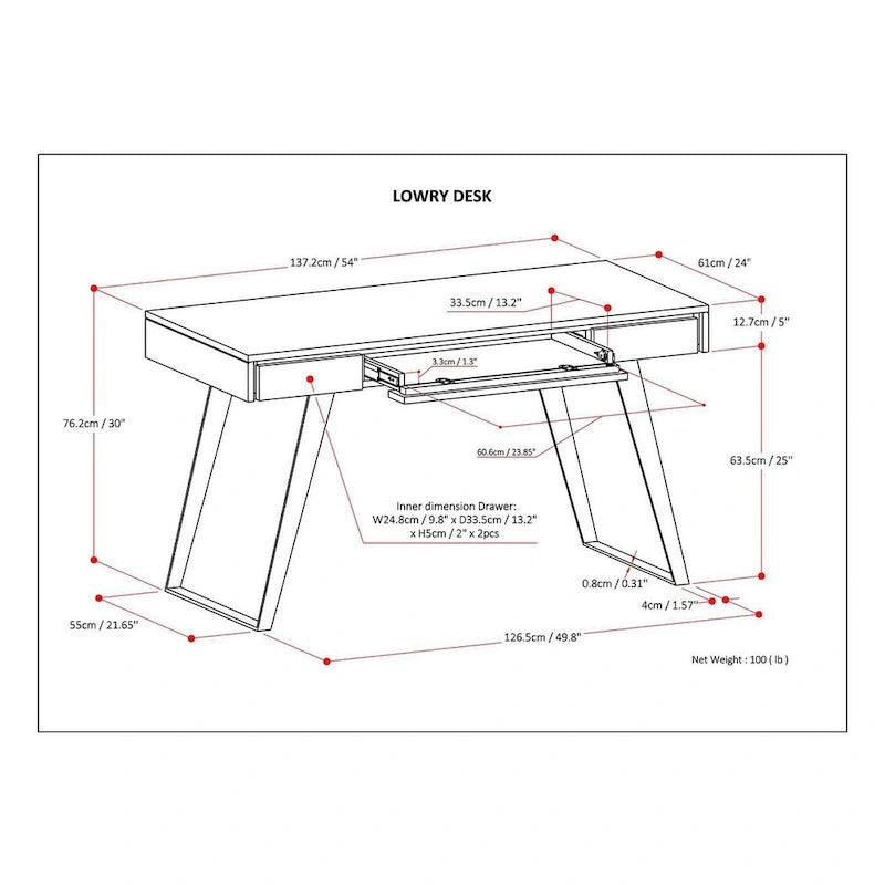 Modern Industrial 54 Inch Wide Desk