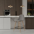 Modern 23-Inch Counter Stool with Soft Upholstery and Wood-Finish Legs