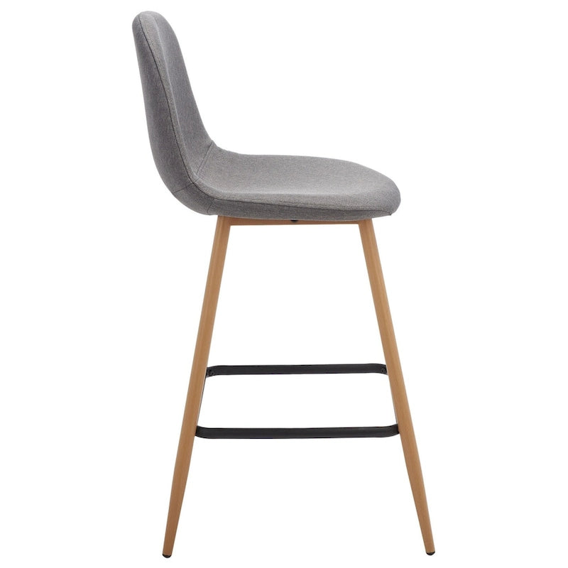 Modern 23-Inch Counter Stool with Soft Upholstery and Wood-Finish Legs