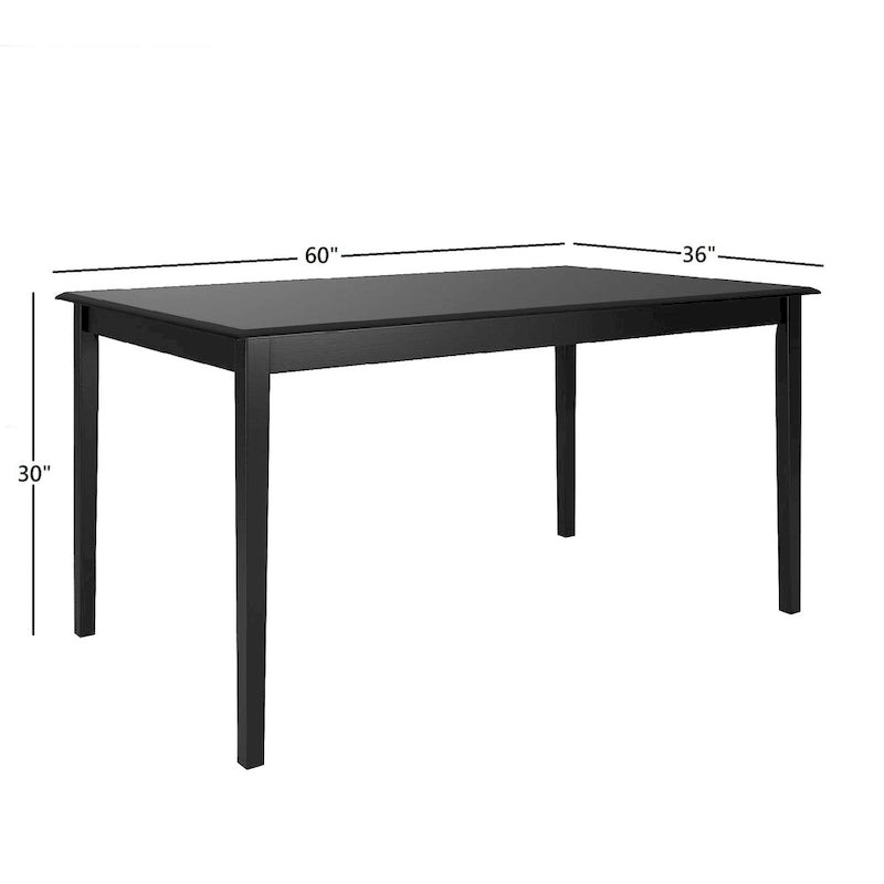 Black Mission-Style Dining Table, 60"L x 36"W x 30"H