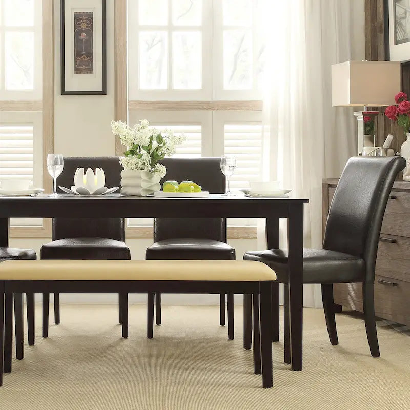 Black Mission-Style Dining Table, 60"L x 36"W x 30"H