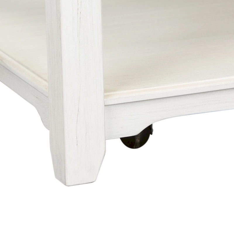 Rectangular Cocktail Table with Castors and Bottom Shelf