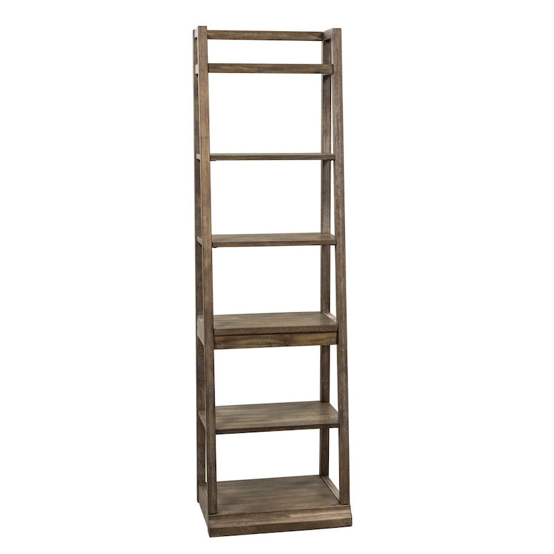 74" Rustic Saddle Leaning Bookcase with 5 Shelves