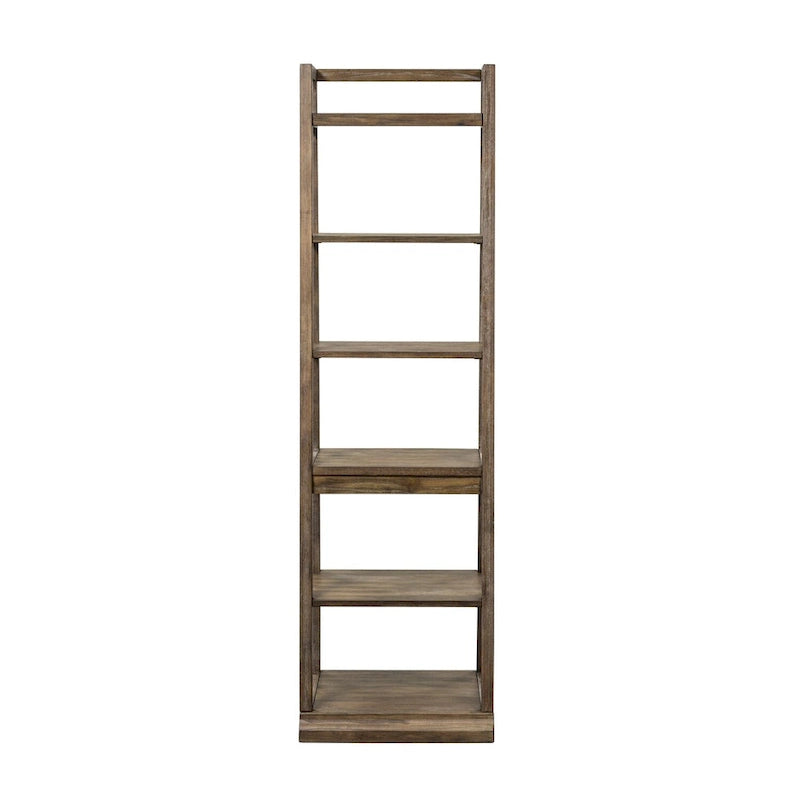 74" Rustic Saddle Leaning Bookcase with 5 Shelves