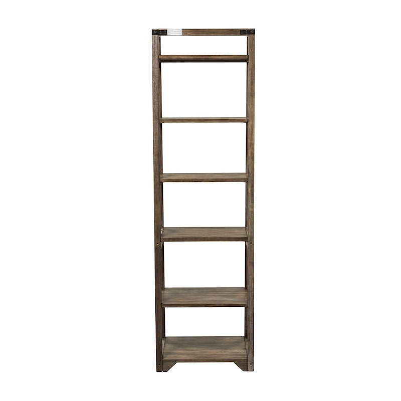 74" Rustic Saddle Leaning Bookcase with 5 Shelves