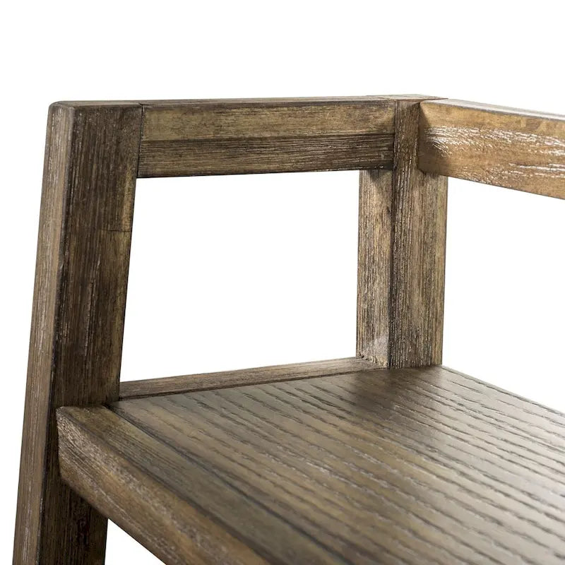 74" Rustic Saddle Leaning Bookcase with 5 Shelves
