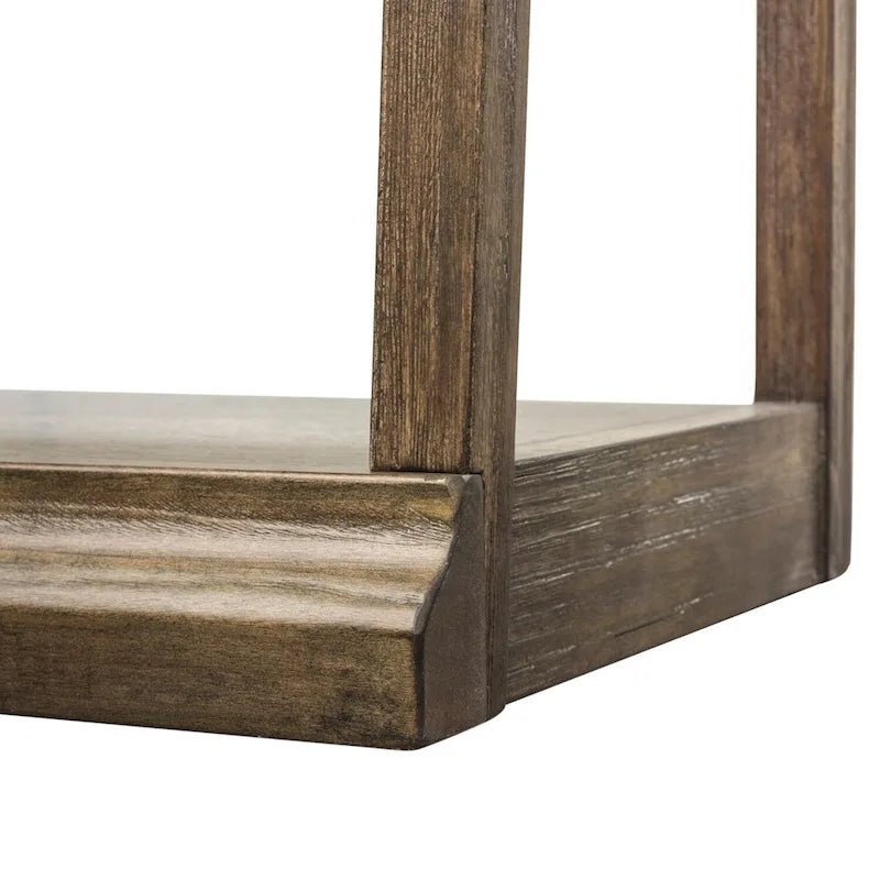 74" Rustic Saddle Leaning Bookcase with 5 Shelves