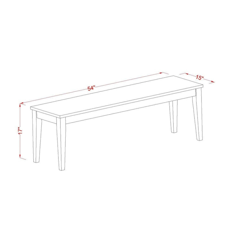 Dining Room Bench with Wood Seat, 54x15x17 Inch