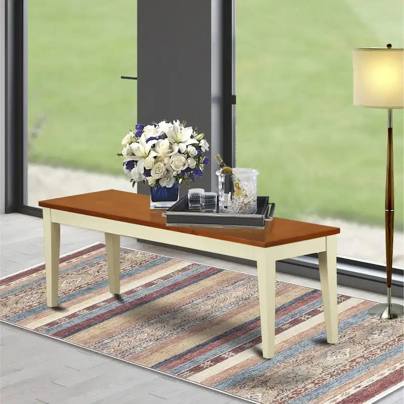 Dining Room Bench with Wood Seat, 54x15x17 Inch