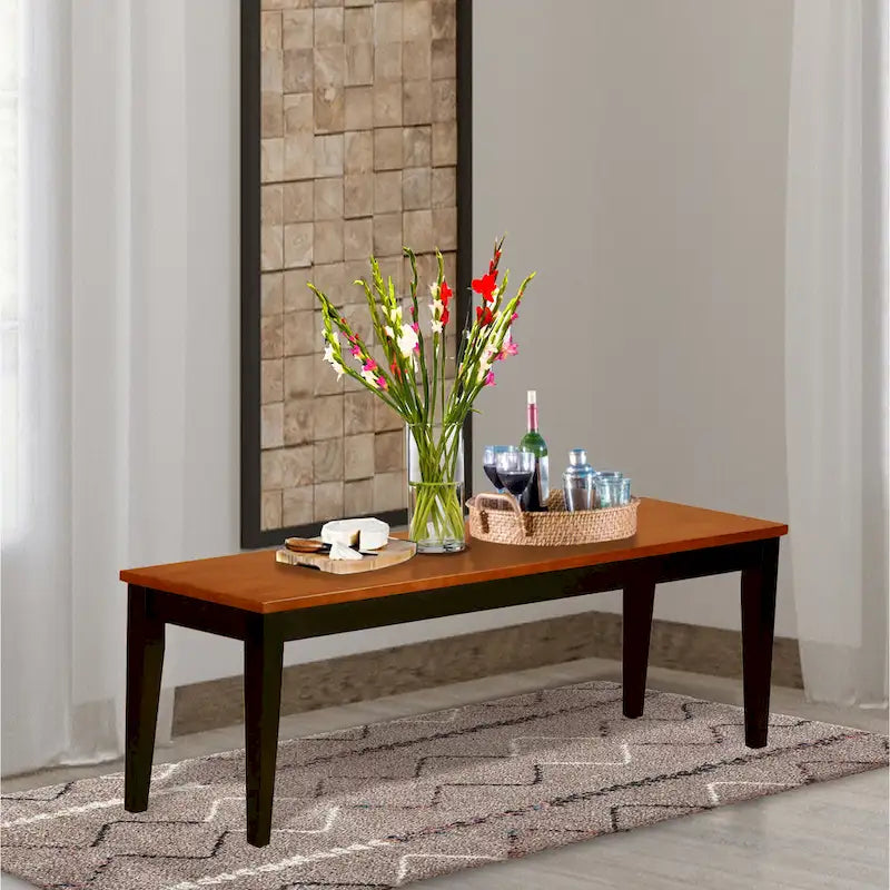 Dining Room Bench with Wood Seat, 54x15x17 Inch
