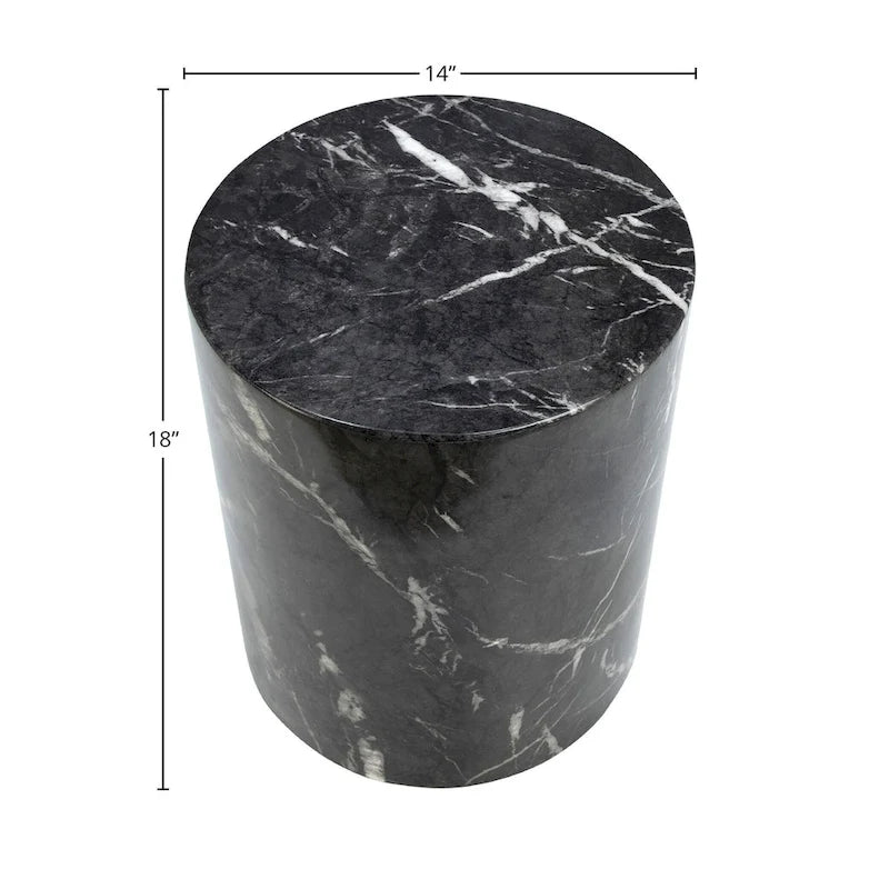 Round Pedestal Side Table, Black and White