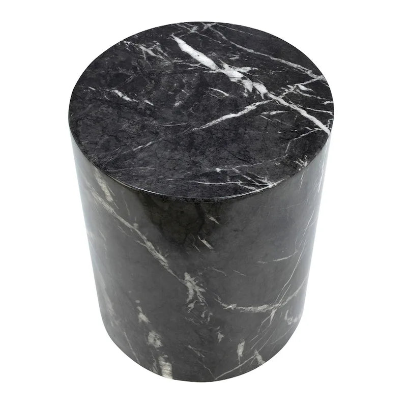Round Pedestal Side Table, Black and White