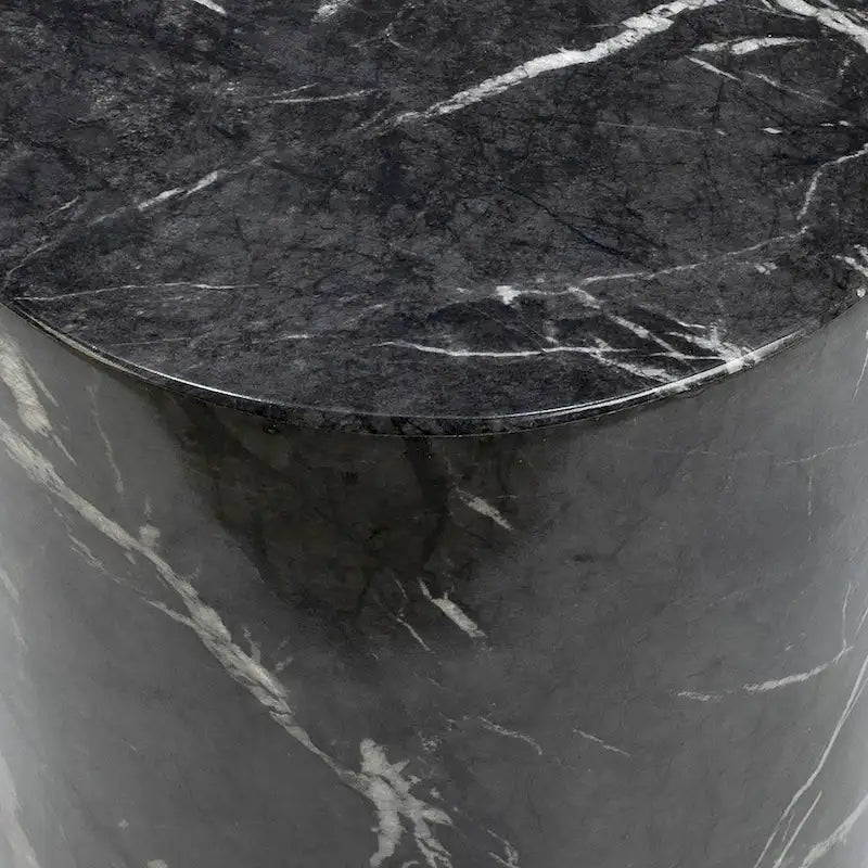 Round Pedestal Side Table, Black and White