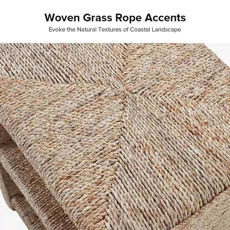 Grass Rope Side Table with Two Open Shelves, 24" Tall