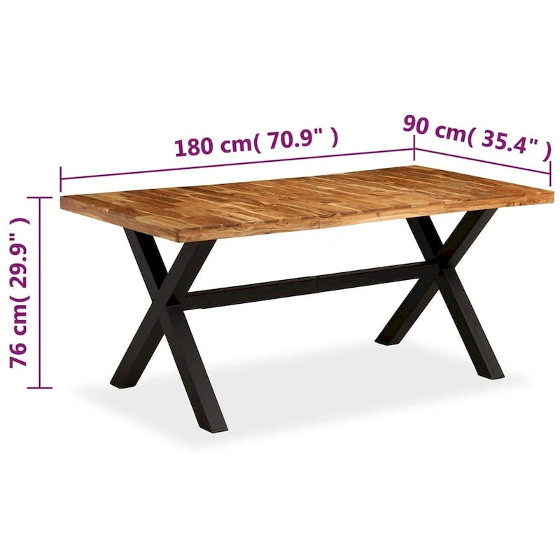 Solid Acacia and Mango Wood Dining Table, 70.9" x 35.4" x 29.9"