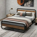 Metal Platform Bed Frame with Arc Headboard and Footboard, Black