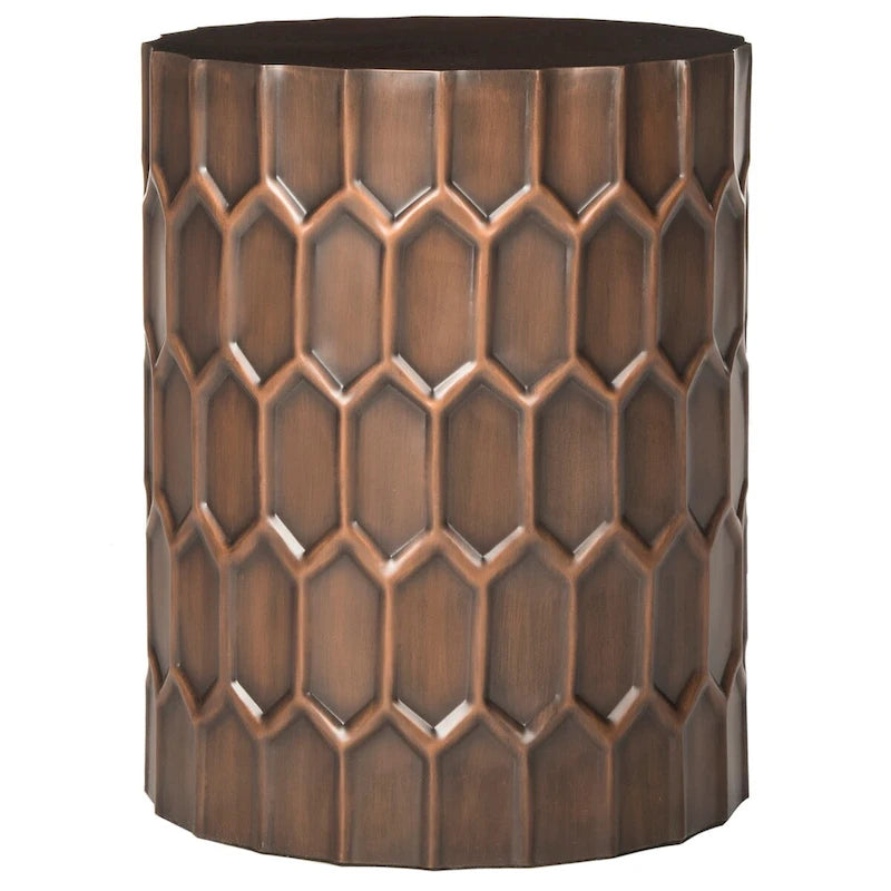 Antique Copper Accent Side Table, 15"W x 15"D x 19.5"H