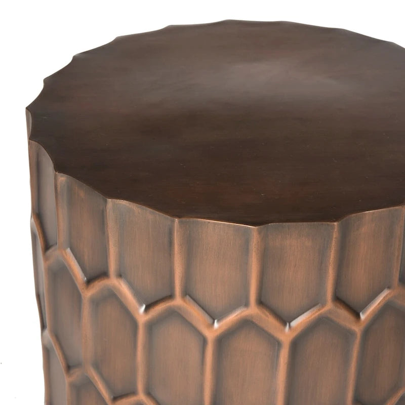 Antique Copper Accent Side Table, 15"W x 15"D x 19.5"H