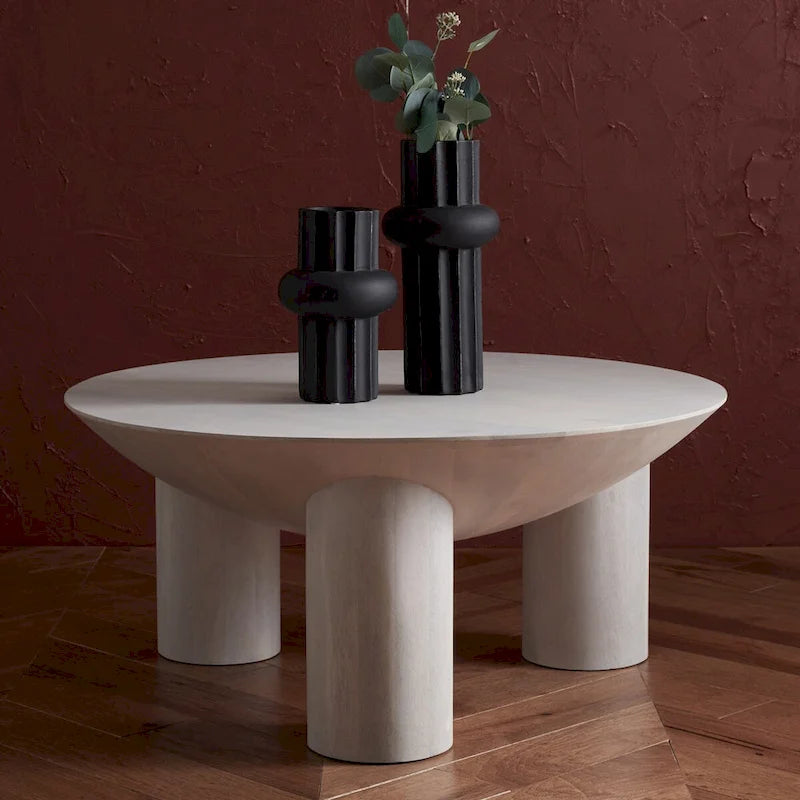 Round Solid Wood Coffee Table, 35"W x 35"D x 16"H