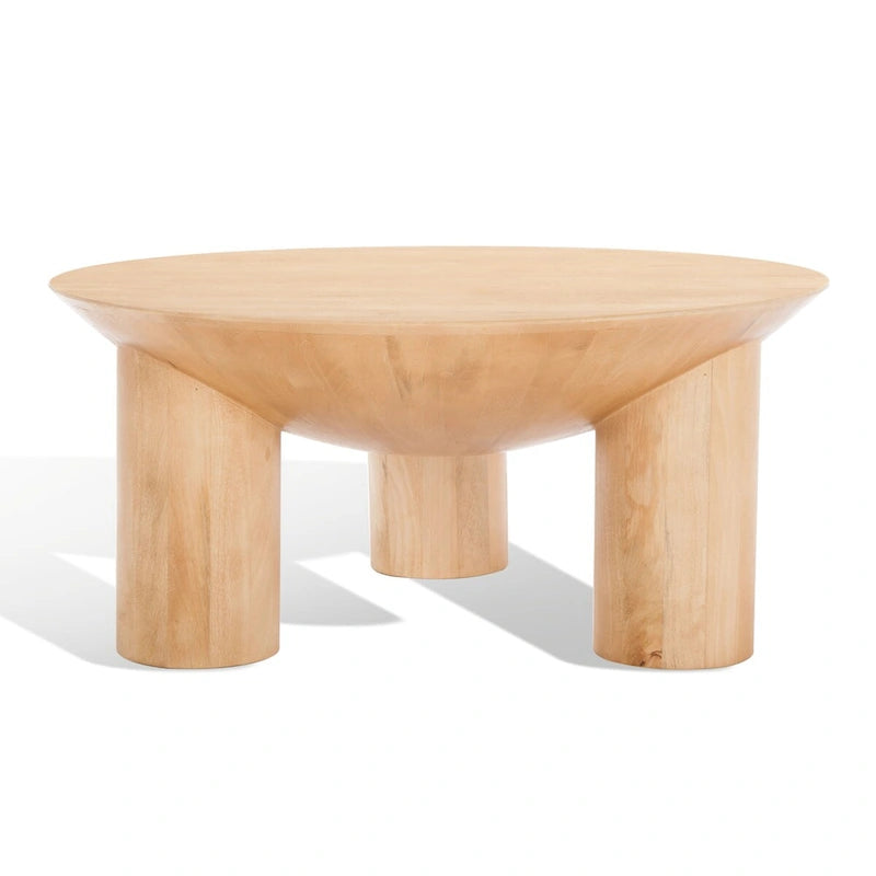 Round Solid Wood Coffee Table, 35"W x 35"D x 16"H