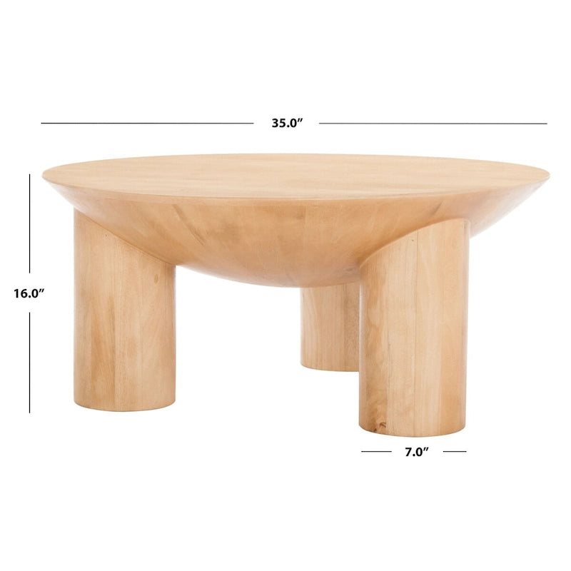 Round Solid Wood Coffee Table, 35"W x 35"D x 16"H