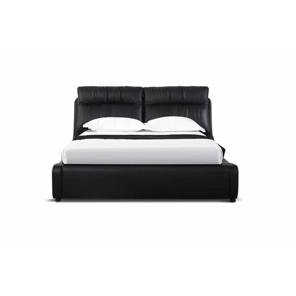 Contemporary Gas-Lift Storage Bed with Upholstered Headboard